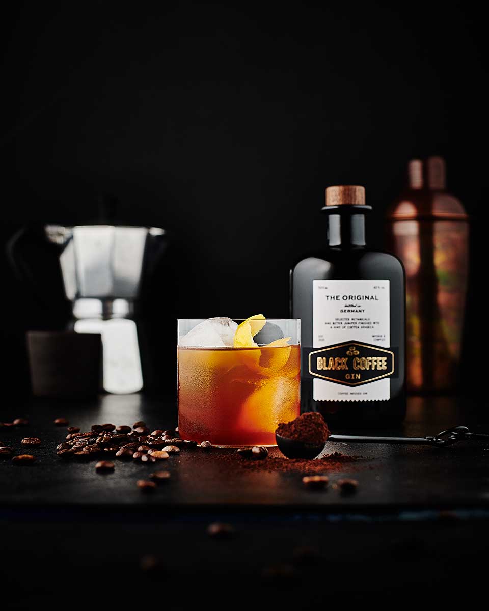 Produktfotografie Black Coffe Gin & Drink